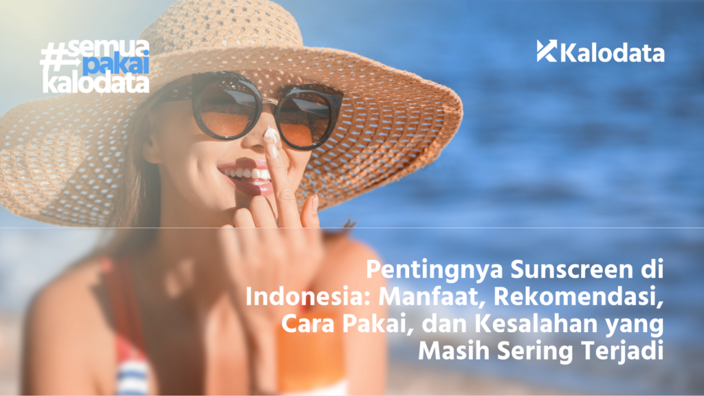 Perempuan Indonesia sedang mengaplikasikan sunscreen ke wajah sebelum beraktivitas di luar ruangan